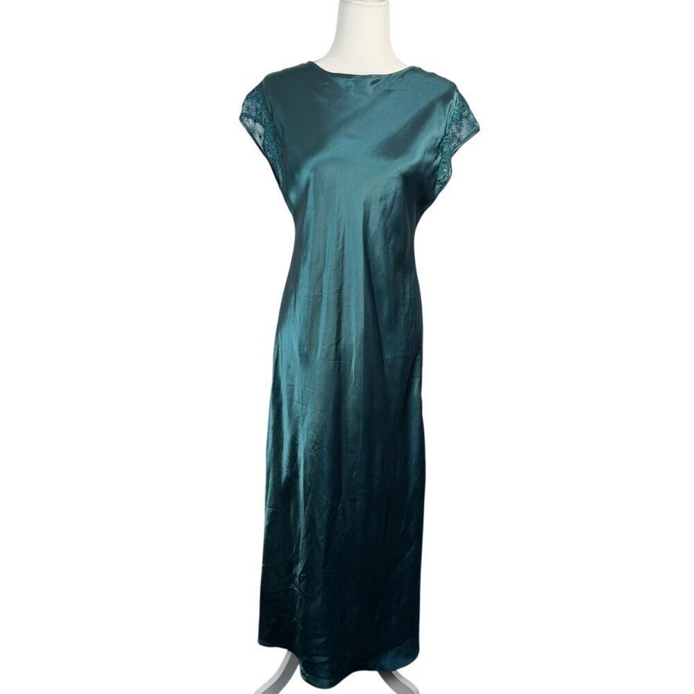 Cabernet Women's Chemise Sheath Dress Satin Lace Green Small Party Nightgown